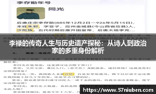 李禄的传奇人生与历史遗产探秘：从诗人到政治家的多重身份解析
